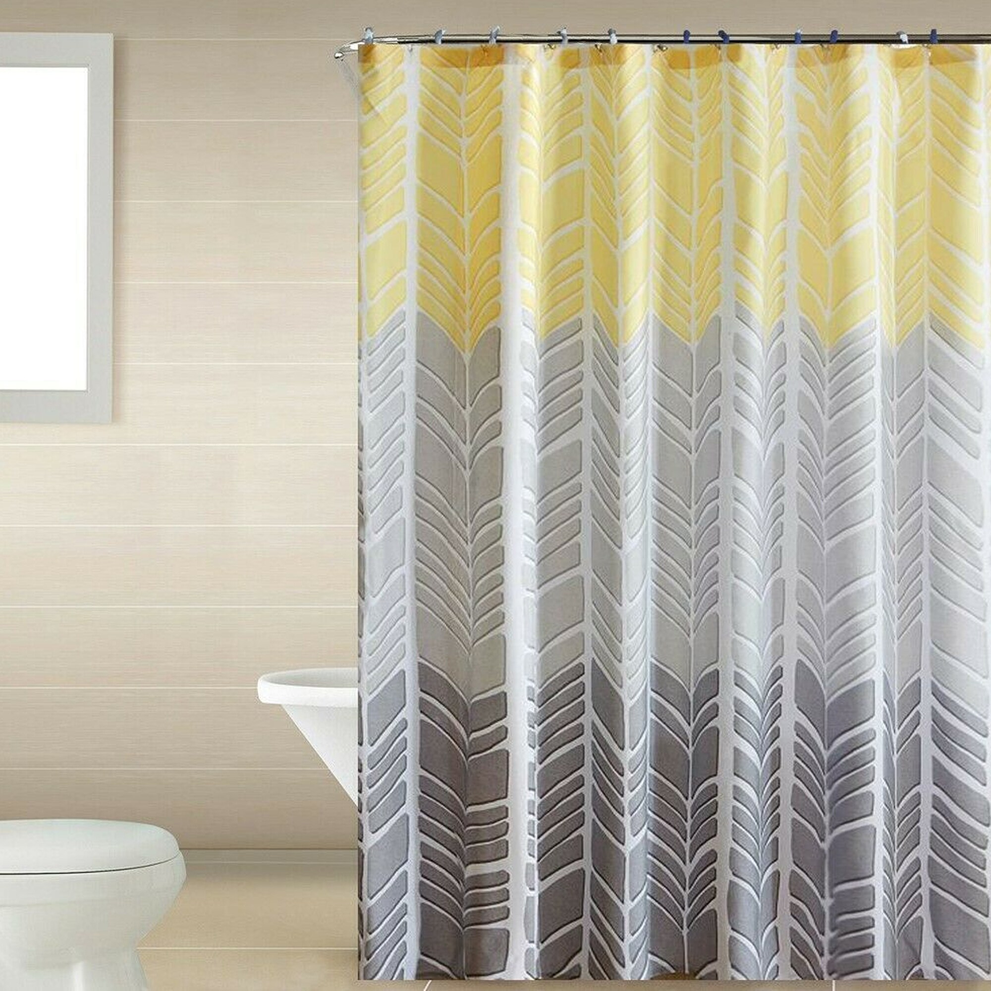 72X72 Waterproof Polyester fabric Shower Curtain Bathroom Bath Decor Yellow Grey 