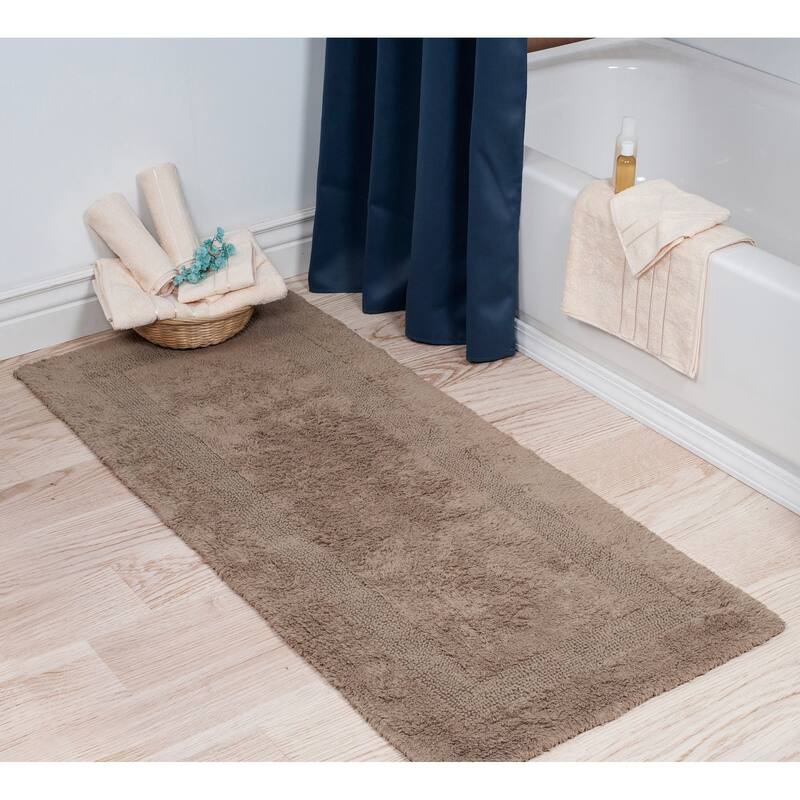 Bath Mat - 60x24-Inch Plush Cotton Bathroom Runner by Windsor Home - Taupe