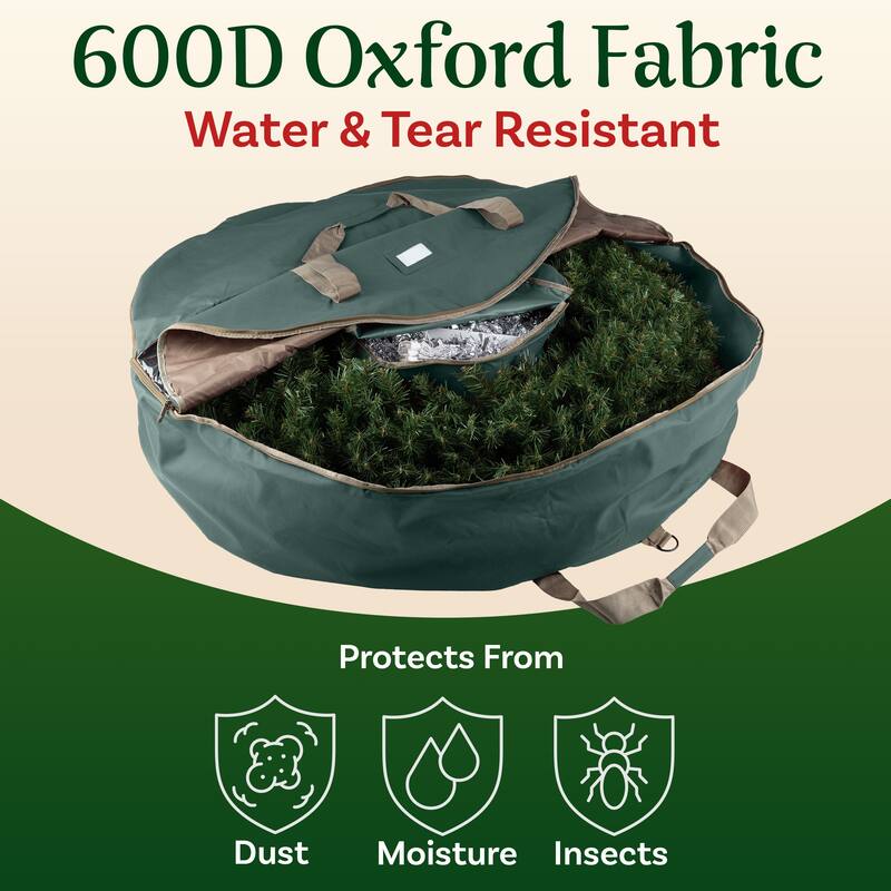 Elf Stor Ultimate Green Holiday Christmas Wreath Storage Bag For 48" Wreaths