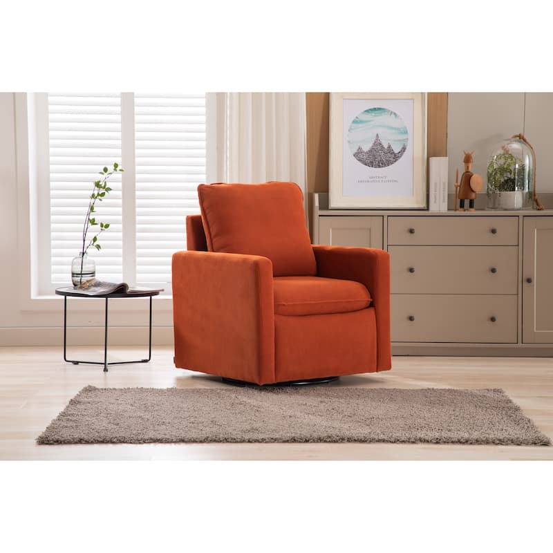 Velvet Upholstered 360 Degree Swivel Accent Sofa Chair with a pillow