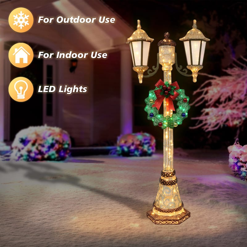 Puleo International 72 in. Lighted Outdoor Lamp Post - Gold/Green