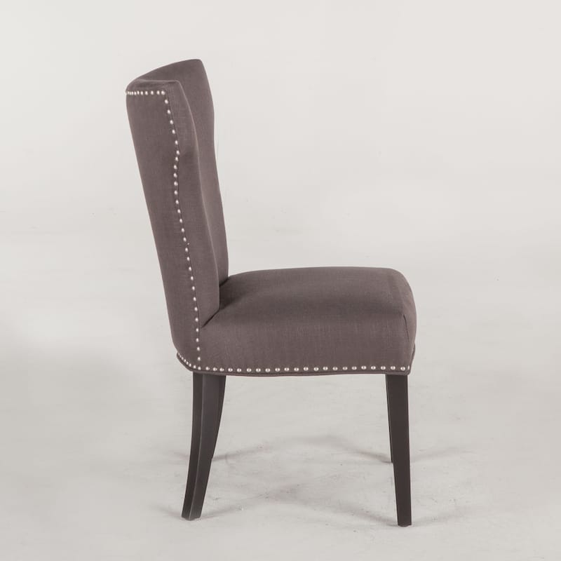 Quincy Set of Two Charcoal Grey Dining Chairs with Nailhead Trim