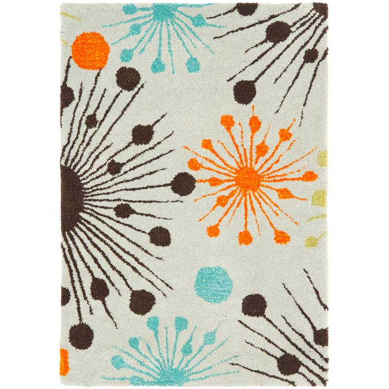 SAFAVIEH Handmade Soho Cristen Cosmos N.Z. Wool Rug - 2' x 3' - Light Blue/Multi