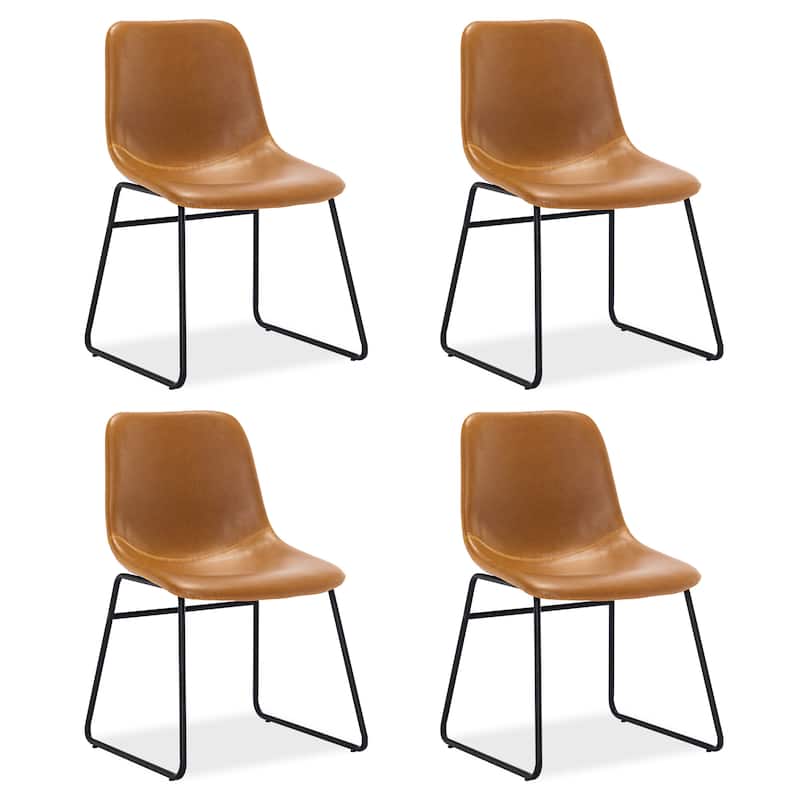 LUE BONA 18 in. Faux Leather Upholstered Dining Chairs With Metal Legs (Set of 4) - 33.26'' H X 20.1'' W X 20.1'' D