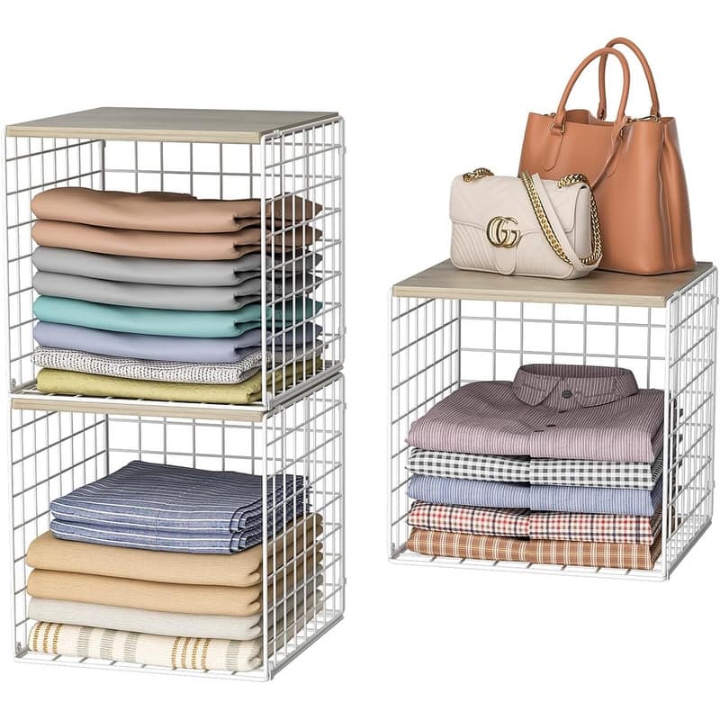 3PCS Stackable Closet Organizers and Storage, Closet Shelves