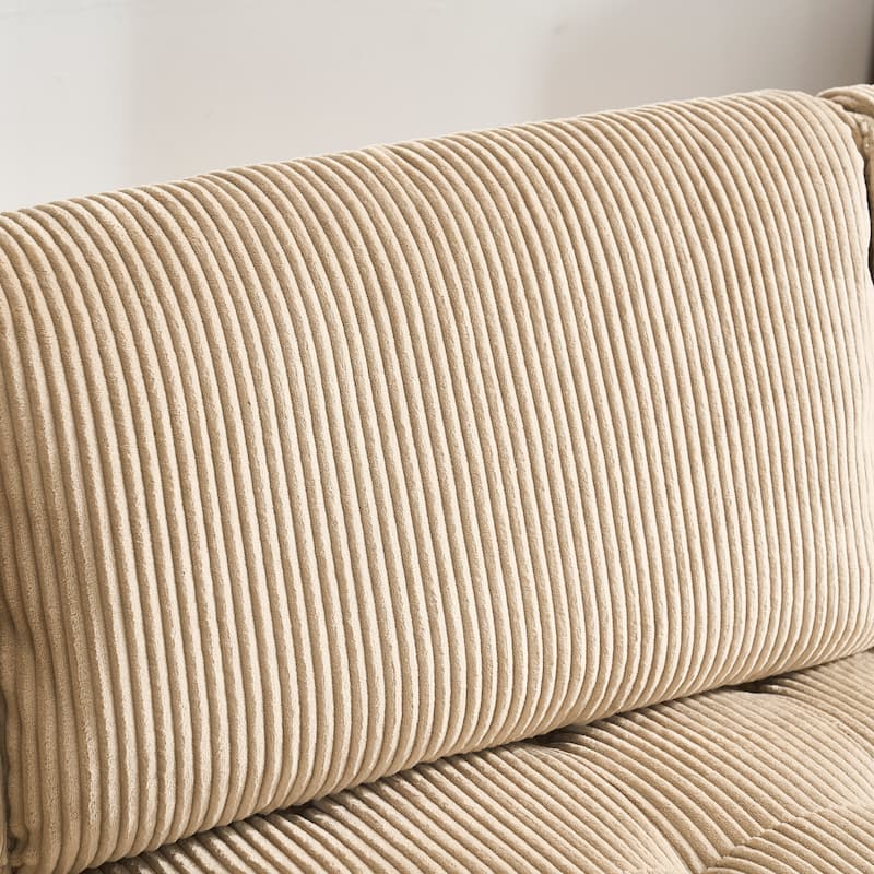 Ergonomic Lounge Modular Couch Corduroy Sectional Sofa with Deep Seat Ottoman Chaise and High-Rebound Thick Cushions