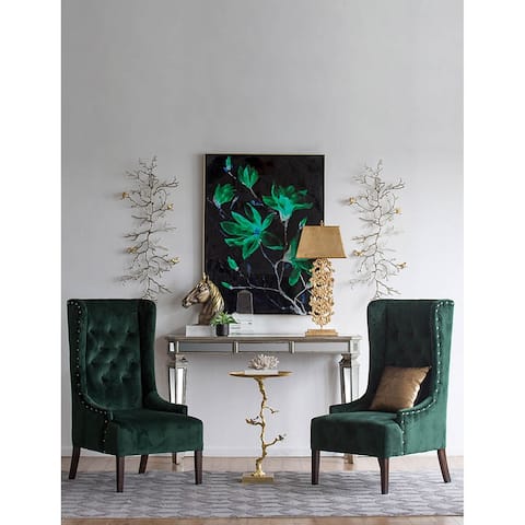 A&B Home Vintage Glamour 47-inch Floral Black and Green Wall Art - Gold