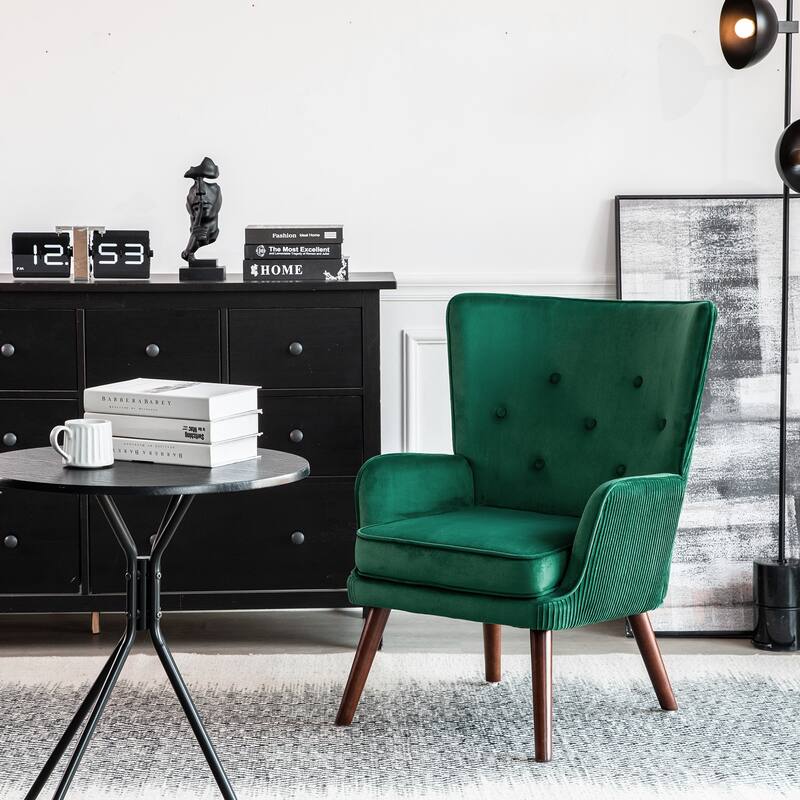Velvet Upholstered Accent Chair Armchair for Living Room