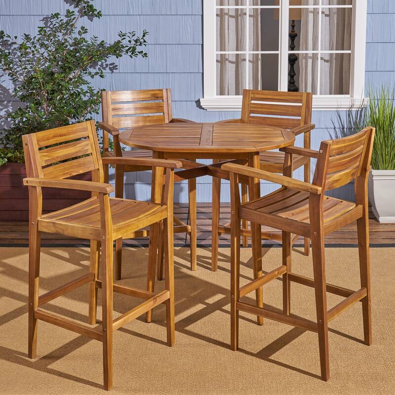 Stamford Outdoor Rustic 5 Piece Acacia Wood Bar Set by Christopher Knight Home