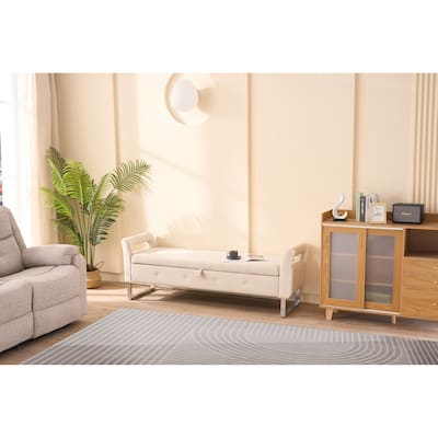 67.91"Wide Velvet Storage Soft Bench with Armrests for Living Room, Entryway and Bedroom