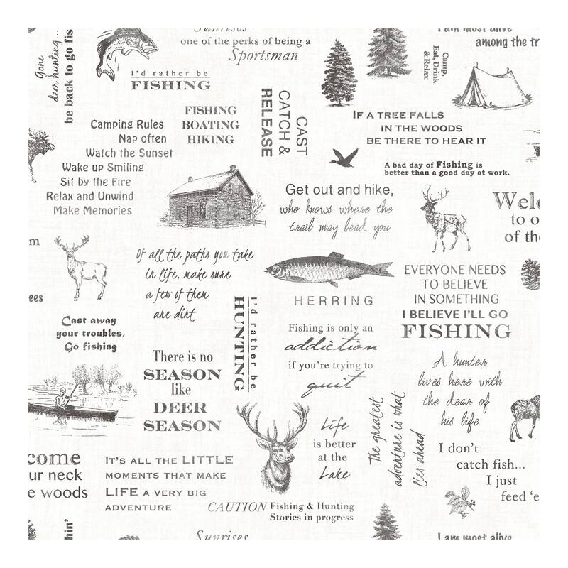 Chesapeake North Hills Black Camping Quotes Wallpaper - 20.5 x 396 x 0.025