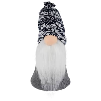 8" Plush Blue Gnome in Knit Hat Christmas Figure