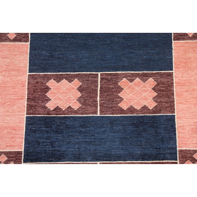 Geometric Gabbeh Kashkoli Oriental Area Rug Hand-knotted Wool Carpet - 4'2" x 5'9"