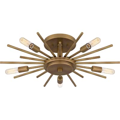 Mesquite 5-Light Weathered Brass Semi-Flush Mount Light