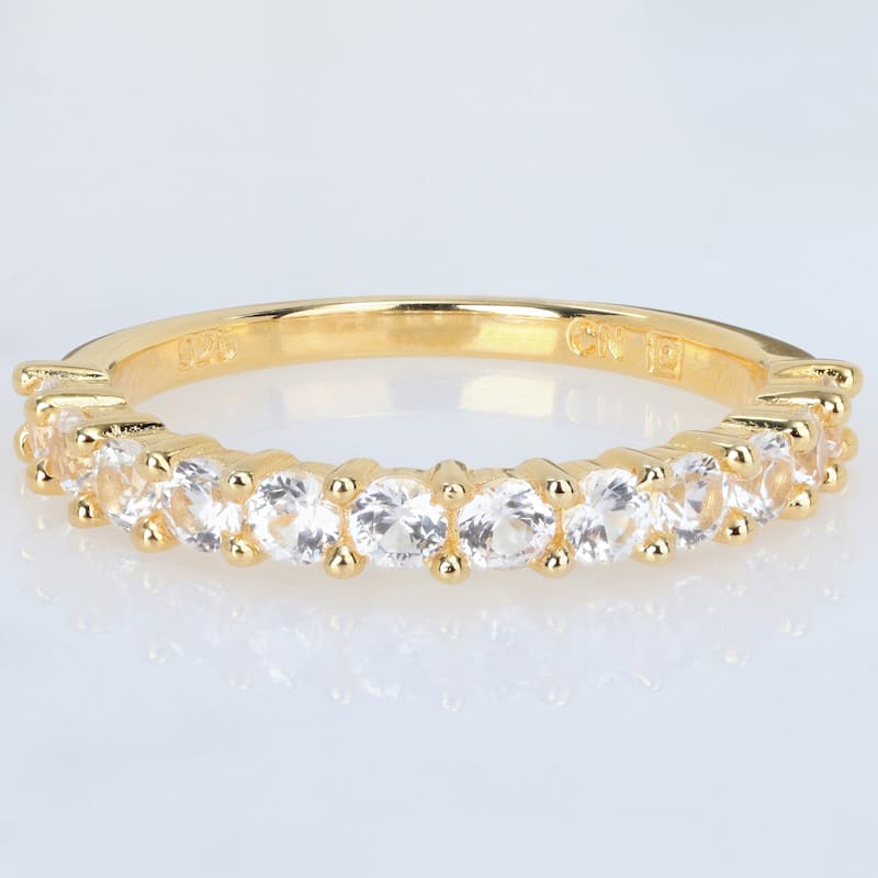 Miadora 1 1/10ct TGW Created White Sapphire Anniversary Band Yellow Silver