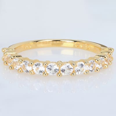 Miadora 1 1/10ct TGW Created White Sapphire Anniversary Band Yellow Silver