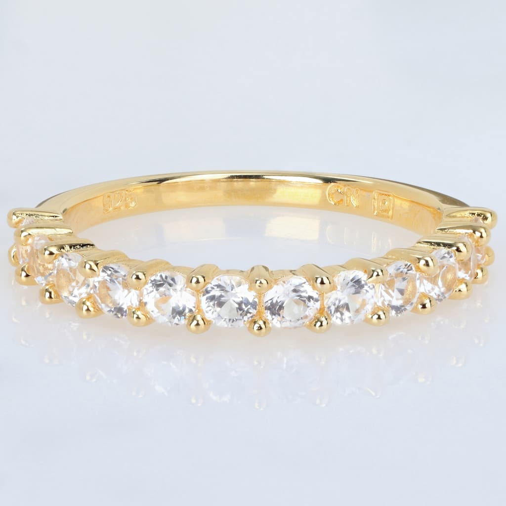 Miadora 1 1/10ct TGW Created White Sapphire Anniversary Band Yellow Silver