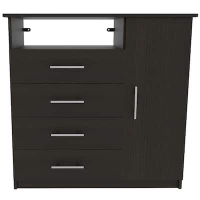 HomeRoots 36" Black Four Drawer Combo Dresser
