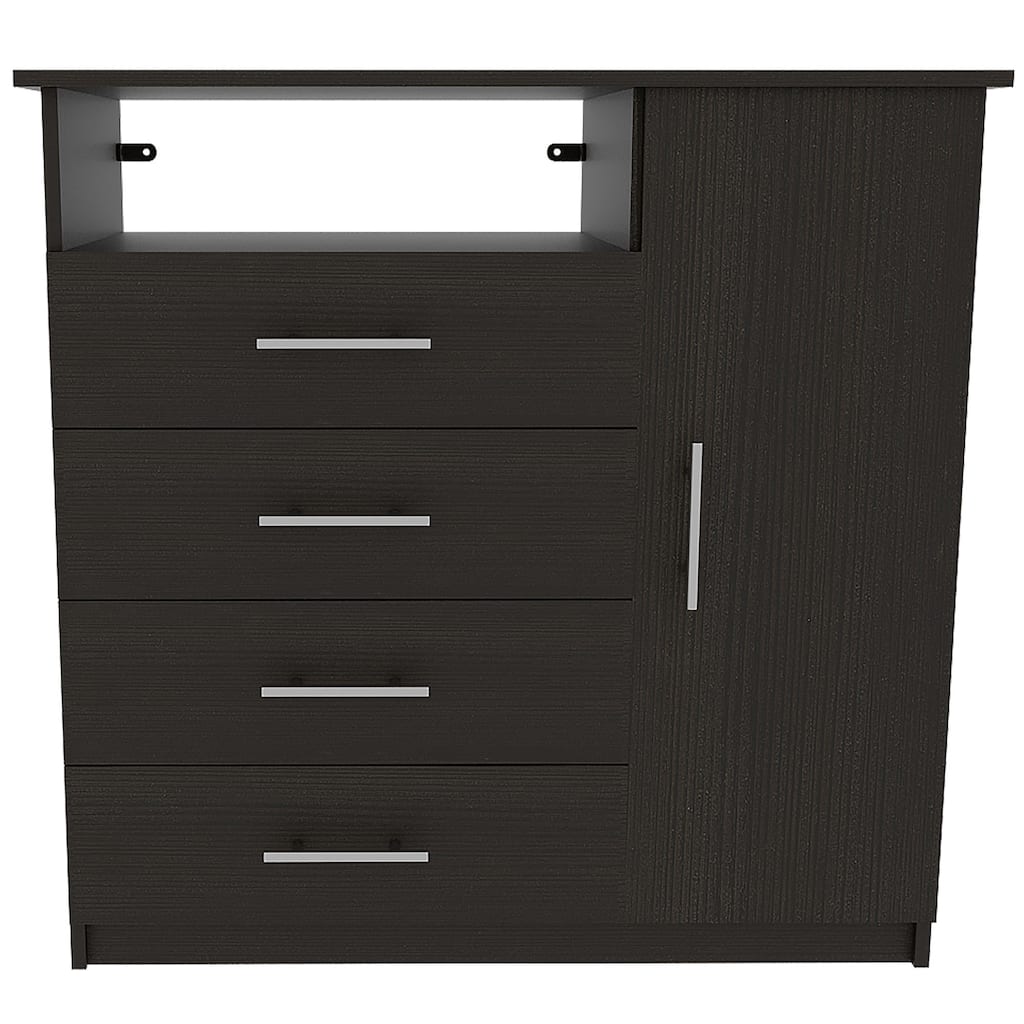 HomeRoots 36" Black Four Drawer Combo Dresser