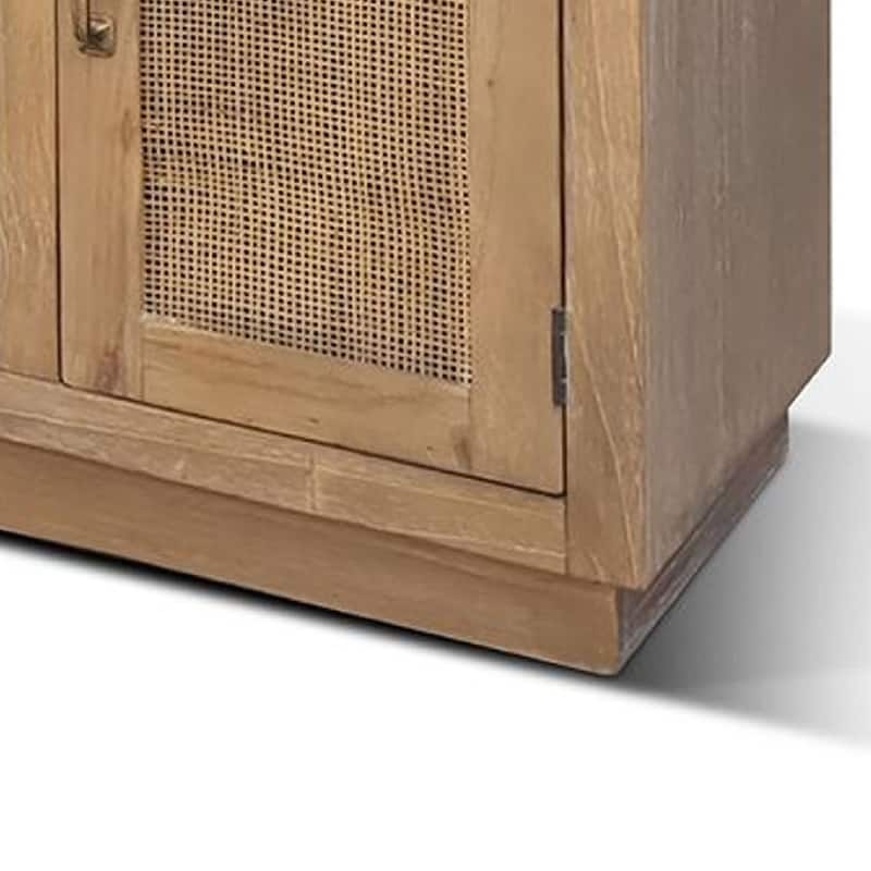 Ryle TV Media Entertainment Console, 78 Inch, Open Shelves 2 Doors, Brown