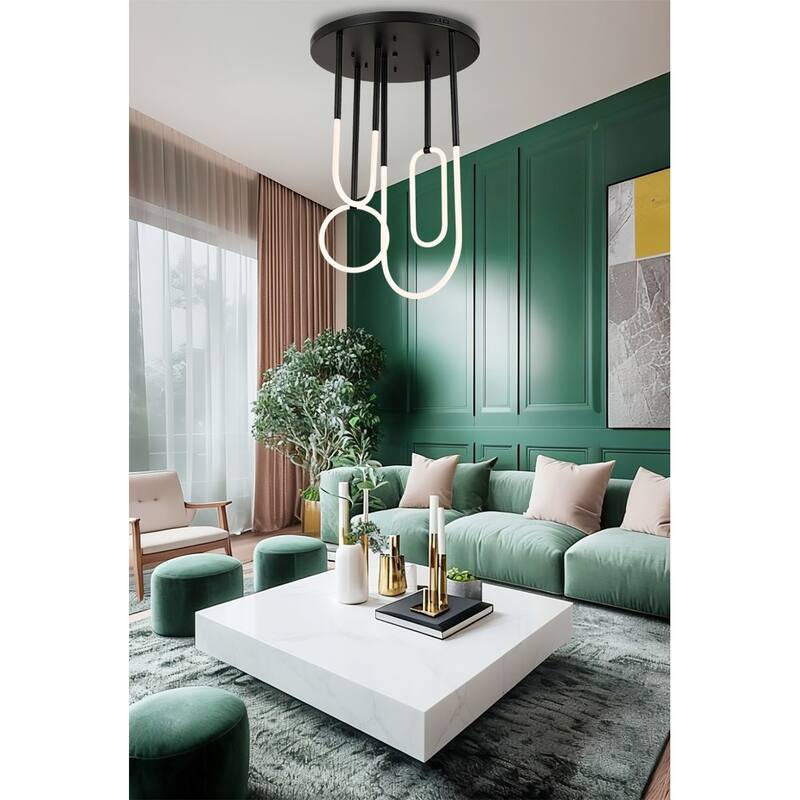 4-Light LED Integrated Modern Space-Age Design Circular Chandelier