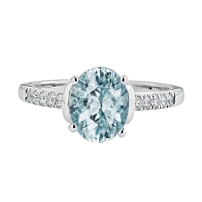Auriya 1 1/5ct Fancy Oval Aquamarine and Diamond Engagement Ring 1/6ctw 14k Gold