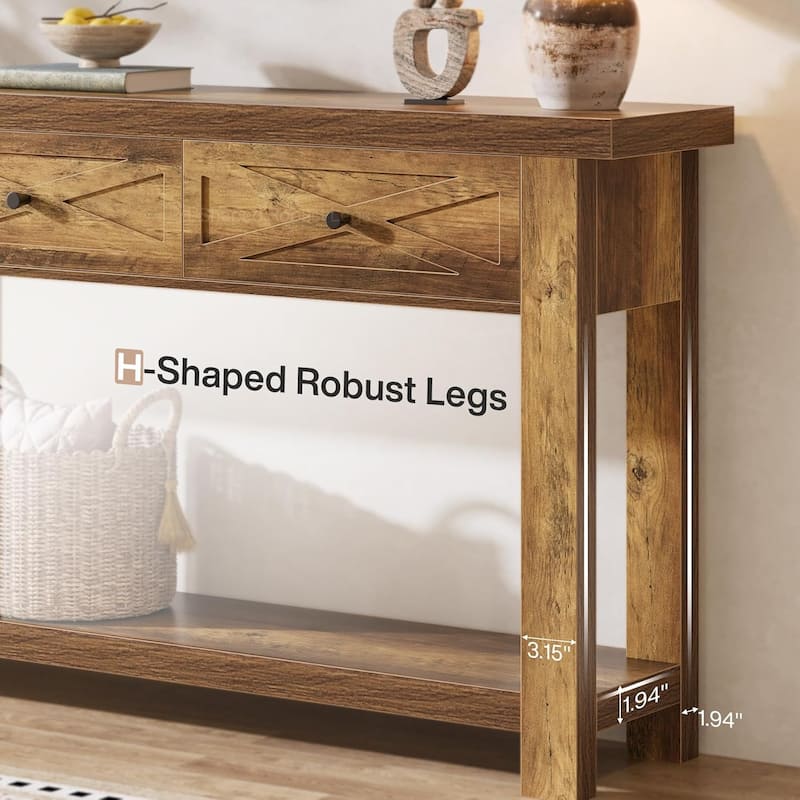 70.9” Console Table with 3 Drawers, Extra Long Farmhouse Entryway Table with Storage Shelf