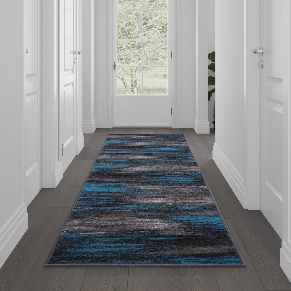 Abstract Style Accent Area Rug - Scraped Pattern
