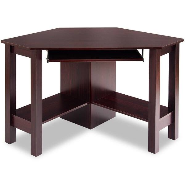 Shop Costway Wooden Corner Desk With Drawer Computer Pc Table