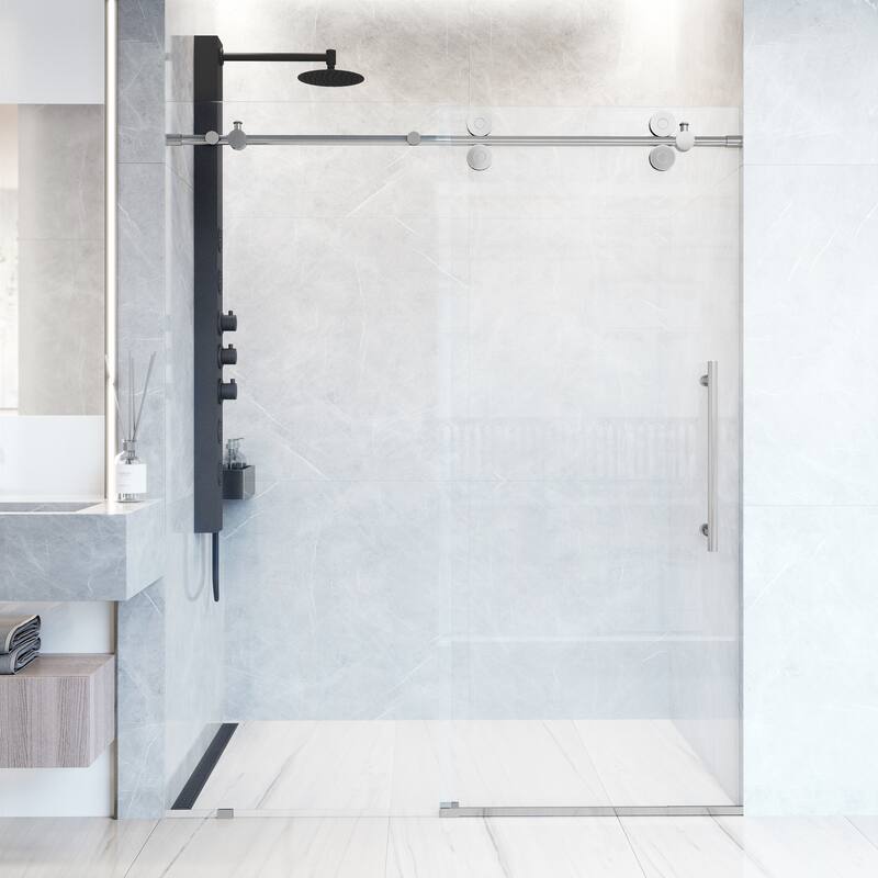 VIGO Elan 56" to 60" W x 74" H Frameless Sliding Shower Door