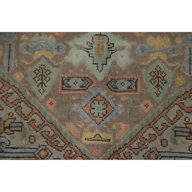 Hand Knotted Oriental 100% Wool Carpet Traditional Medallion Greys & Charcoal Tabriz Area Rug - 9' 8'' X 6' 9''