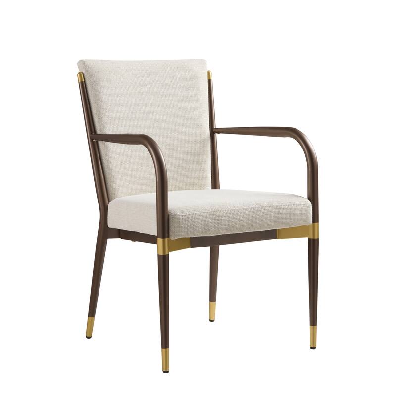 Christopher Knight Home - Modern Upholstered Metal Base Dining Armchair with Solid Back (Set of 2)