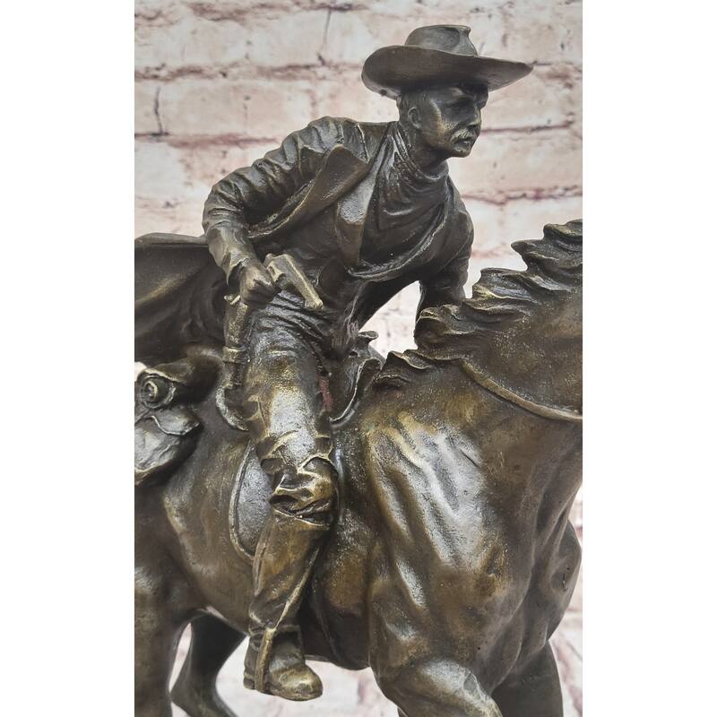 American Clic Western Cowboy Bronze Sculpture Statue Remington Tribute