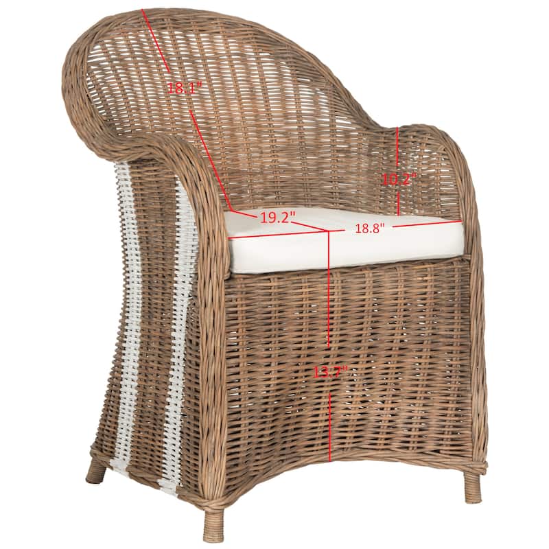 SAFAVIEH Katli Natural/ White Rattan Club Chair - 25.5" x 26.5" x 35.5" - 26Wx27Dx36H