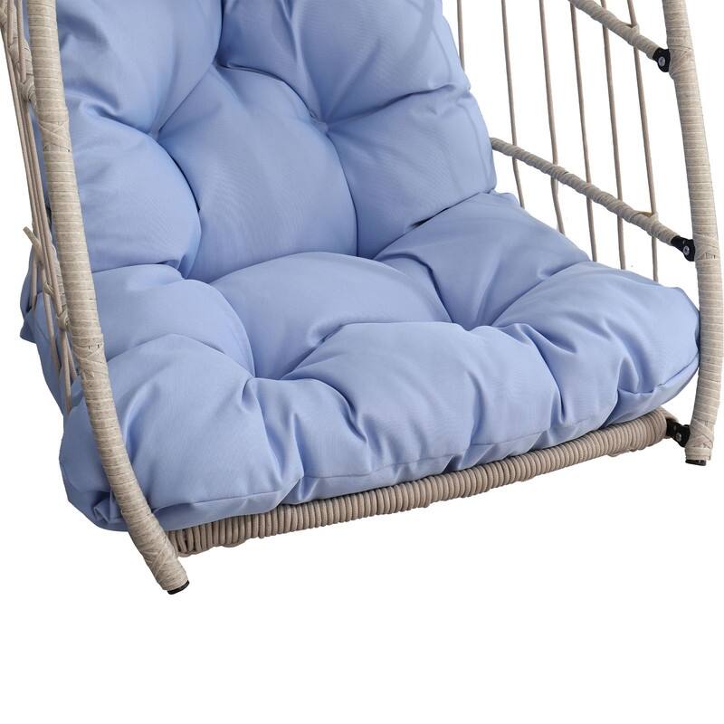 Rattan Egg Swing Chair – PE Wicker Hanging Chair For Garden, Patio & Outdoor Relaxation - 28.34in. W X40.50in.DX22.00in. H