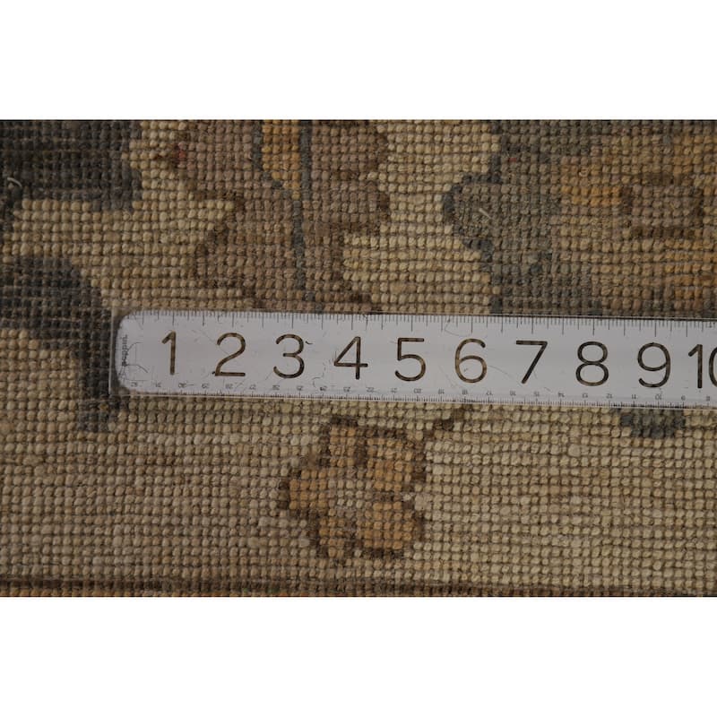 Hand Knotted Oriental 100% Wool Carpet Transitional All-Over Green Oushak Area Rug - 12' 1'' X 8' 11''