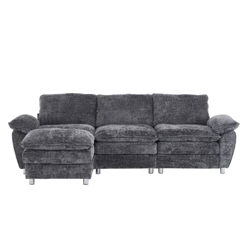 Modern Upholstered Polyester Sleeper Sofa with Ottoman
