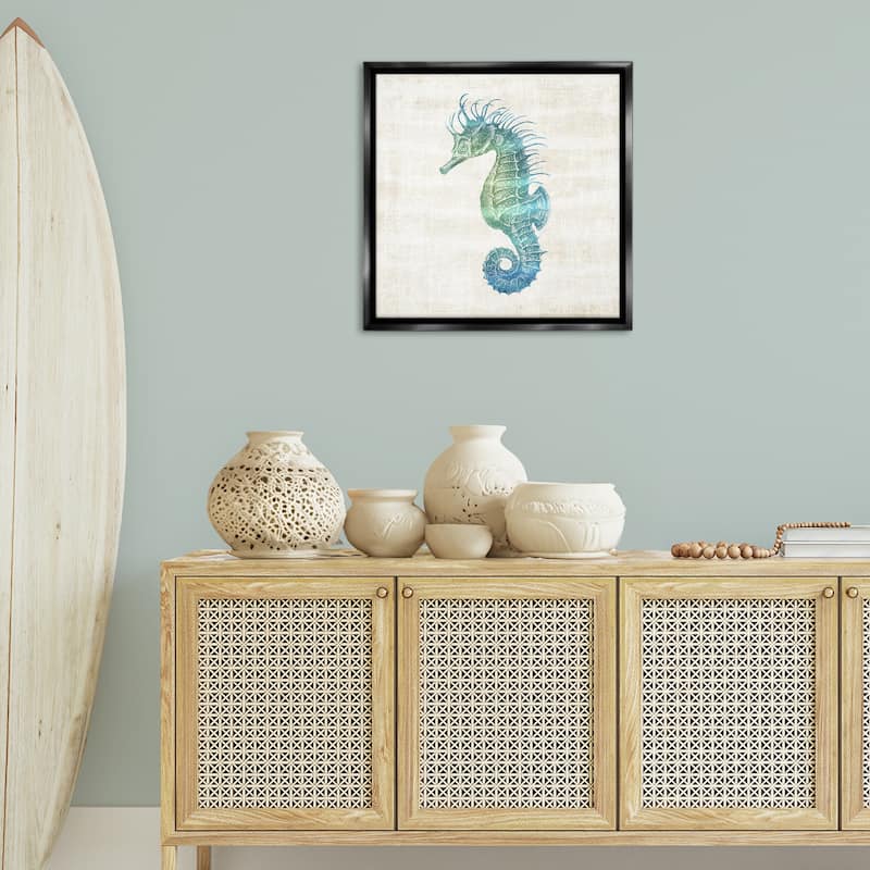 Stupell Ombre Seahorse Expression Framed Floater Canvas Wall Art Design By Susan Arnot