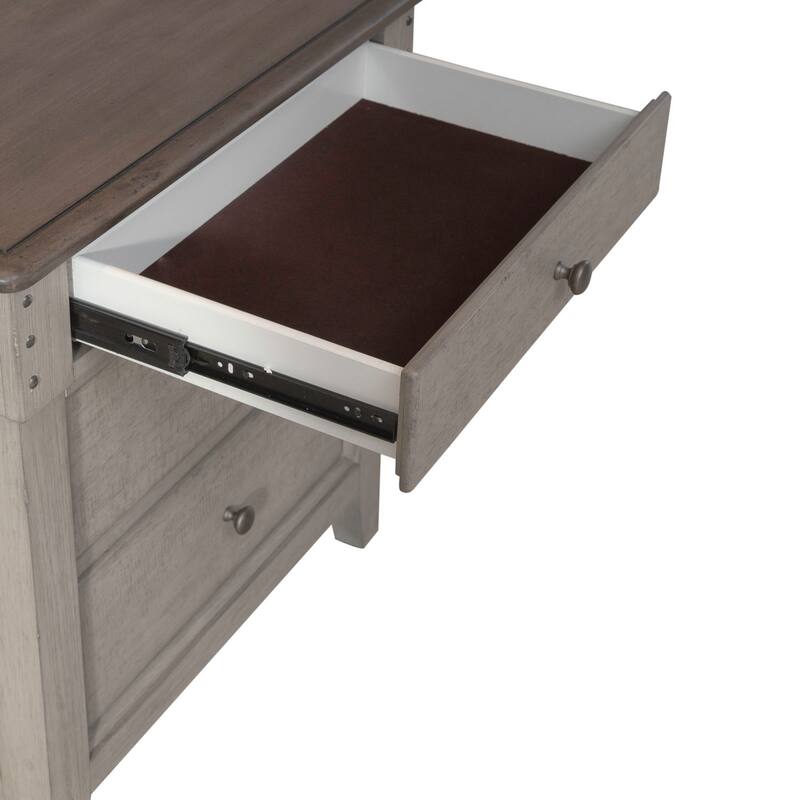 Ivy Hollow Weathered Linen 3-Drawer Night Stand with Charging Station