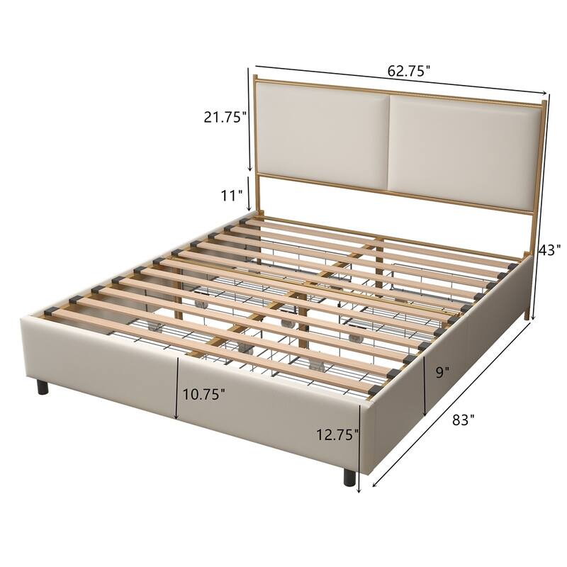 Classic Metal Platform bed with Four drawers