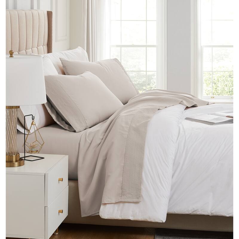 Vilano 21-inch Extra Deep Pocket 4-Piece Bed Sheet Set with Pleated Hem - Twin - Bone