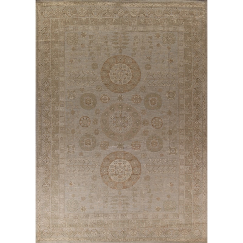 Vegetable Dye Oushak Turkish Large Rug Handmade Wool Carpet - 10'0"x 13'6"