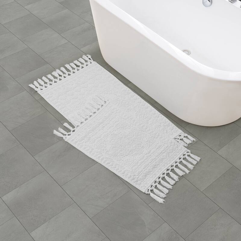 French Connection Nellore Fringe Cotton Bath Rug