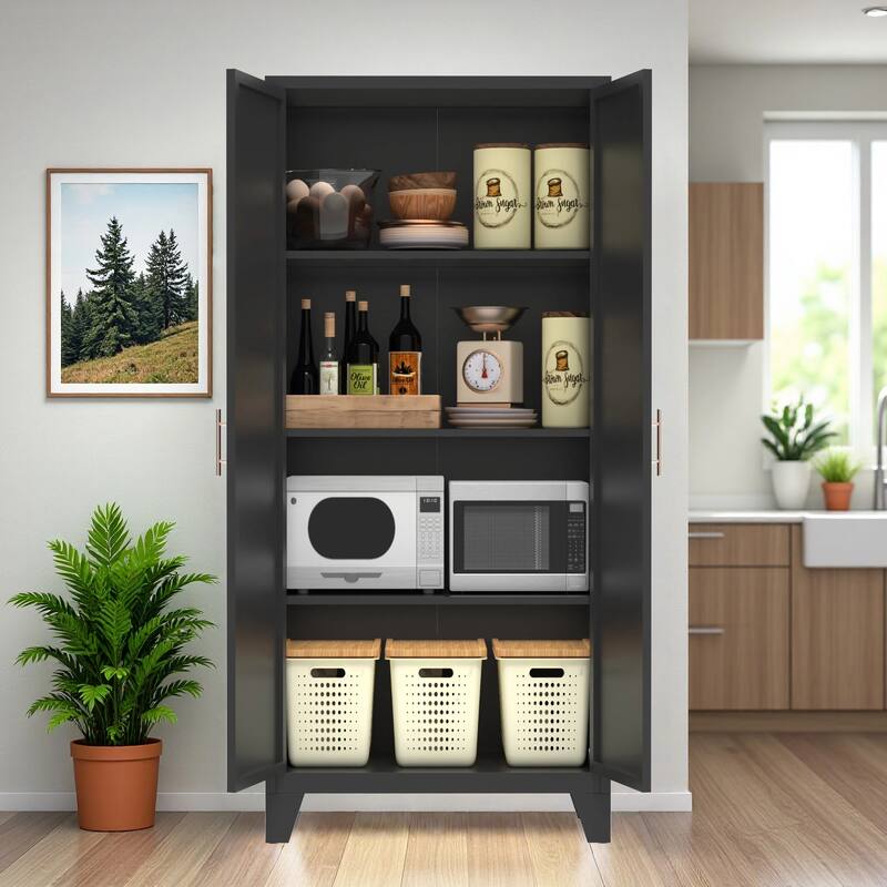 2 Shapely Doors Buffet Sideboard Accent Cabinet, Storage Cabinet with Doors and Adjustable Shelves