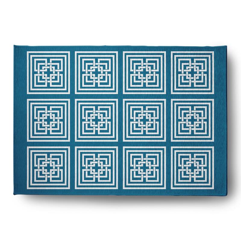 Greek New Key Rug - Unreal Teal - 5' x 7'