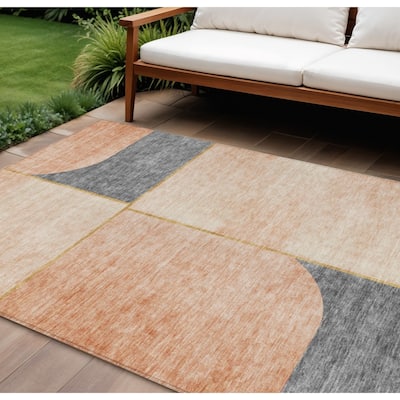 HomeRoots Abstract Transitional Rectangle Outdoor Rug