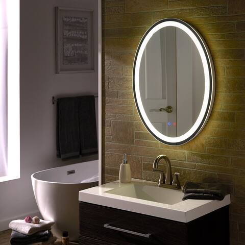 Rion Touch LED Anti-Fog Oval Vanity Wall Mirror by iNSPIRE Q Modern - Vanity Mirror