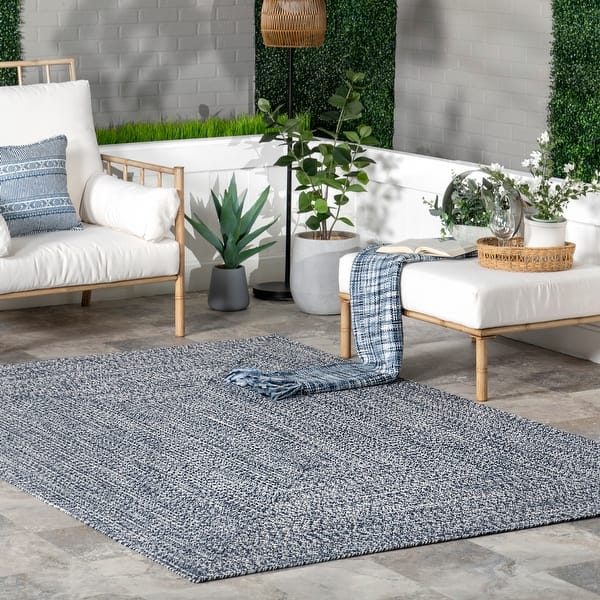 slide 2 of 73, Nuloom Wynn Braided Indoor/Outdoor Area Rug 10' Square - Light Blue - Runner