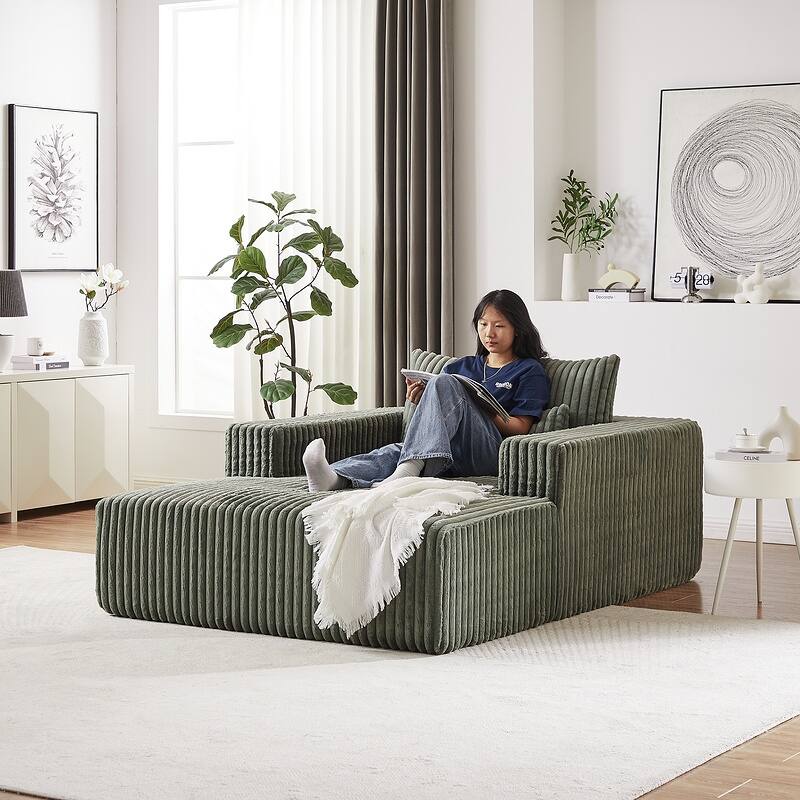 75 Inch Corduroy Sponge Sofa Lounge Chair