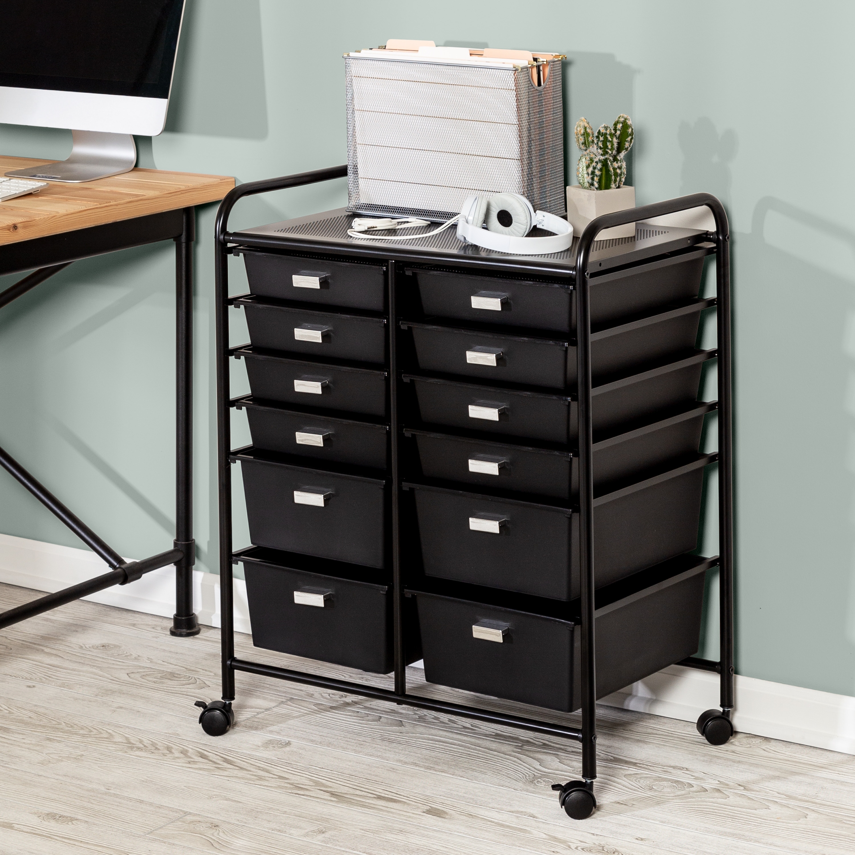 Honey-Can-Do 3-Drawer Woven Home Office Organizer, Black